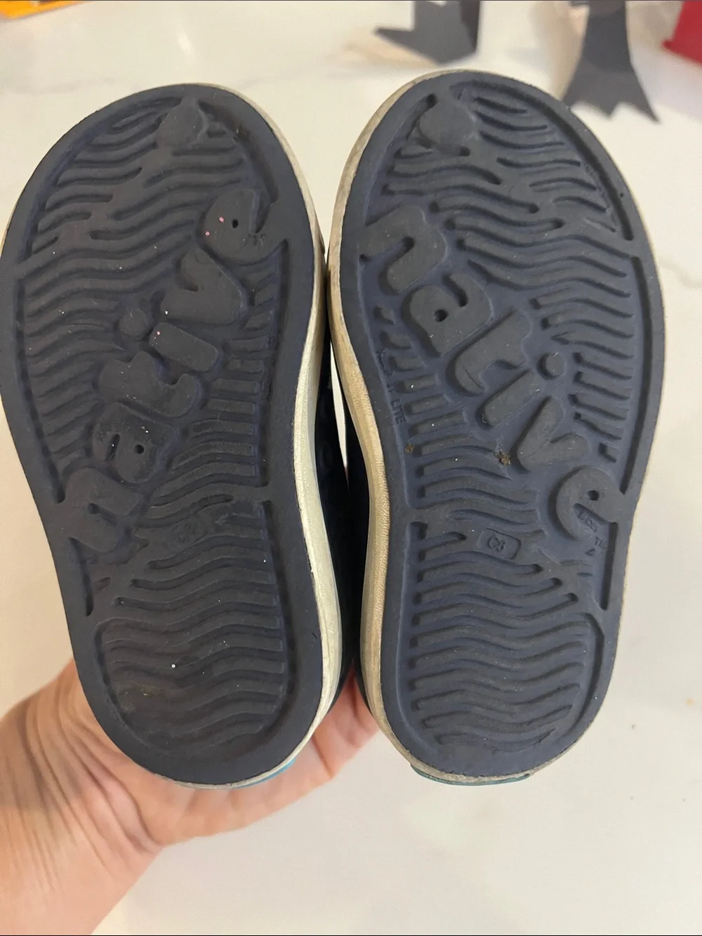 Native Kids Slip-On Water Shoes in Navy Blue with White Toe